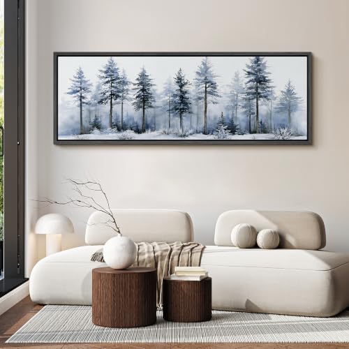Image of MUDECOR Large Framed Canvas Print Wall Art Blue Pine Art for Living Room