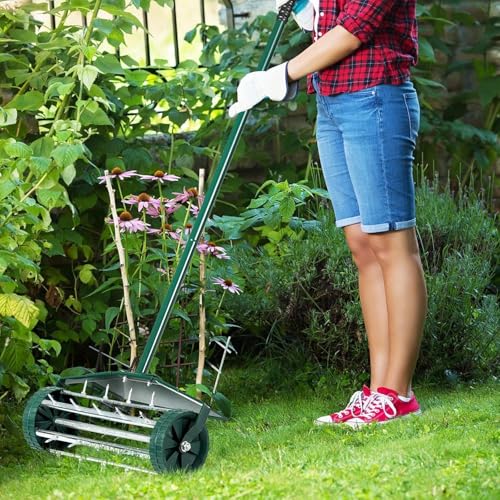 Parkland® Lawn Aerator - 45 X 122 Cm Manual Grass Spike Roller with Splash Proof Fender, 3-Piece Handle, Sharp Steel Spikes To Perforate Any Soil, Lawn Aerator Tool For Outdoor & Garden 3 Parkland® Lawn Aerator - 45 X 122 Cm Manual Grass Spike Roller with Splash Proof Fender, 3-Piece Handle, Sharp Steel Spikes To Perforate Any Soil, Lawn Aerator Tool For Outdoor & Garden - Image 3