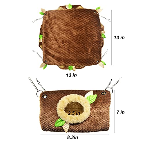 Small Animal Hammock, Hamster Hanging Bunkbed Hammock & Tunnel Warm Bed House Cage Nest Cage Hanging Tunnel And Hammock For Sugar Glider Squirrel Hamster Parrot Mice Chinchilla Flying Squirrel Rat #TOP1