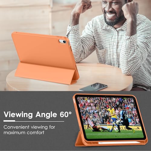 Image of ToaPoia Case for iPad (A16) 11 Inch 2025 /iPad 10th Generation 10.9 Inch 2022, Slim Trifold Stand Protective Cover with Pencil Holder and Soft TPU Back,Support Auto Sleep /Wake (New Orange)