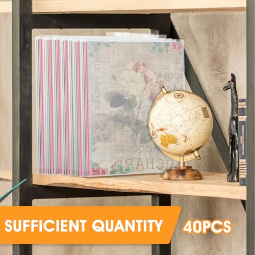 Image of 40 Pcs 12x12 Scrapbook Paper Storage Organizer, Clear Top Loading Files Paper Organizer, Plastic Craft Papers Holder Storages Organization for Holding Scrapbook Vinyl Files Photos Storage Bag