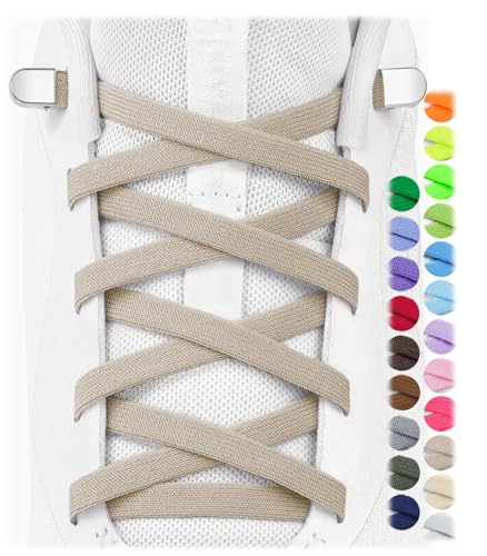 Image of Stepace 2 Pairs Elastic No Tie Shoe Laces for Kids and Adults Sneakers, Stretch Flat Tieless Shoestrings