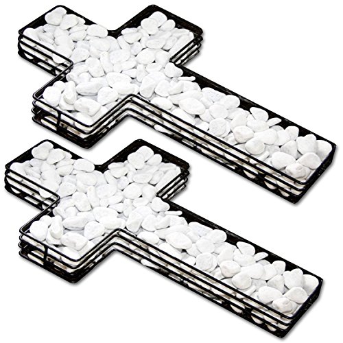 Preisvergleich Produktbild HAC24 2 Stück Dekokreuz Pflanzschale Pflanzkreuz Kreuz Gitter Grabdeko Blumenschale