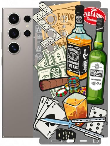 Image of AtOdds - Full Body Back Screen Guard Protector Film - Lamination Wrap Skin Sticker Compatible with Samsung Galaxy S24 Ultra | Scratchproof Matte Finish (Wine Graffiti)