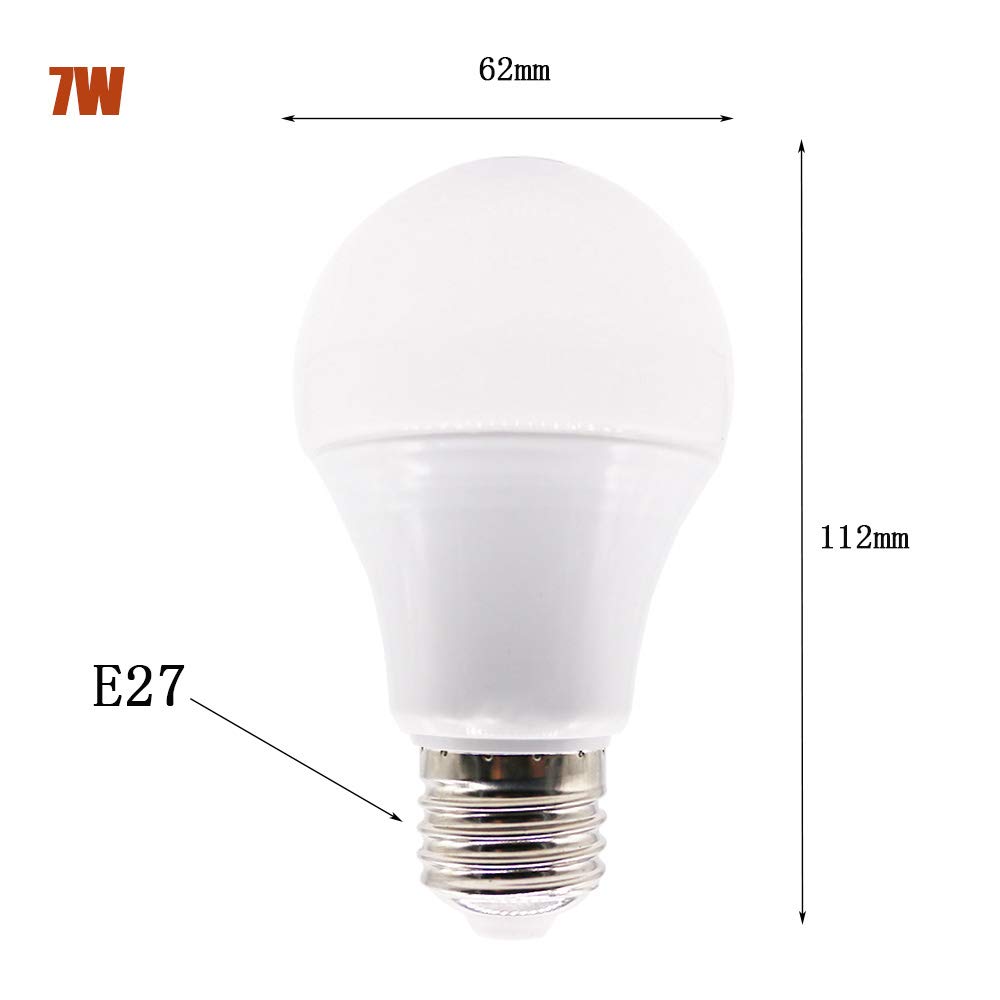 LED Bombilla Esférica Casquillo E27, 7W, Equivalente a 70W, Blanco frío 6500K, 700 Lúmenes, no Regulable, Pack de 20 Unidades