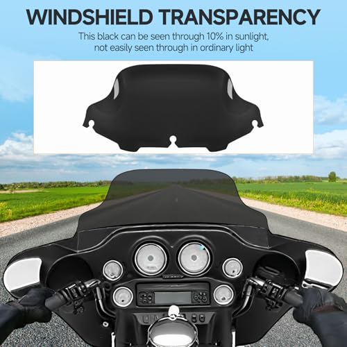 Image of 8 inch Black Motorcycle Wave Windshield Windscreen Wind Splitter Fit For 1996-2013 Harley Davidson Touring Street Glide Electra Glide Tri Glide Flht Flhx Flhtk Flhtc Flhtcu