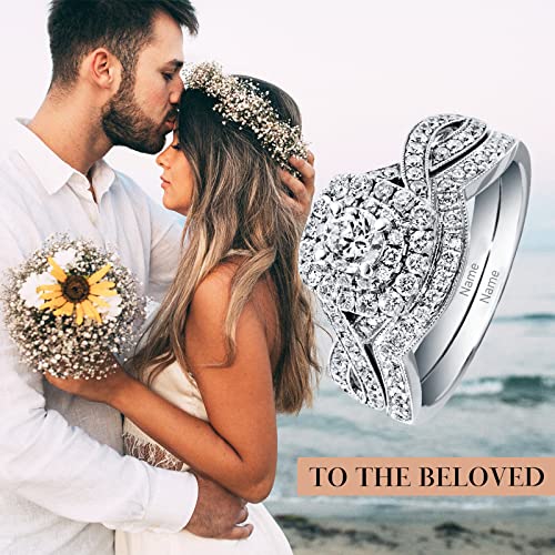 SISGEM Bridal Set 2.5 Carat(cttw) Round-shaped Moissanite Engagement Rings for Women 10k 14k 18k White Gold Weddding Rings with Free Engraving,Size 5-114