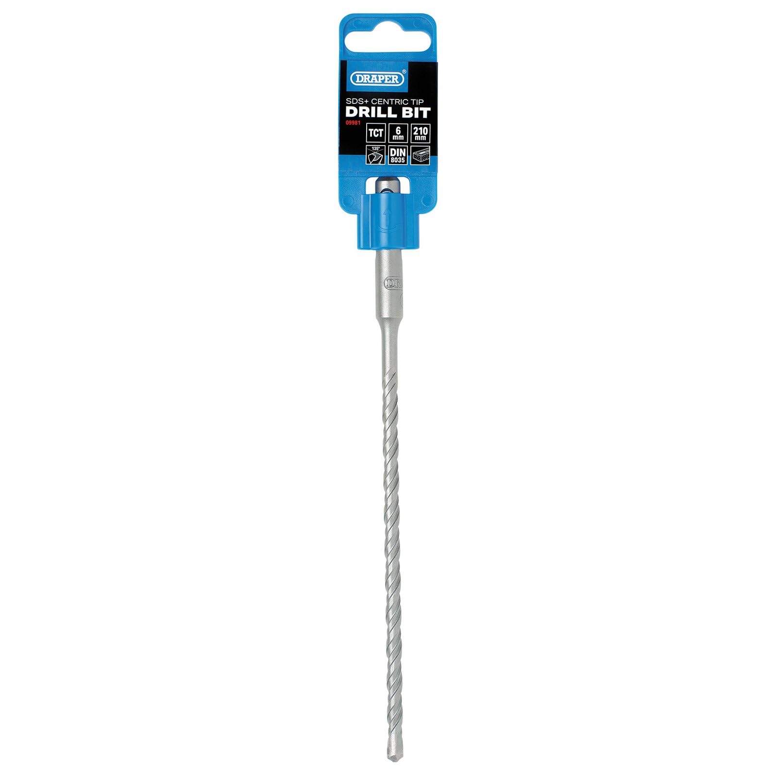 Draper SDS Plus Centric Tip Drill Bit, 6.0 x 210mm, 09981, Tungsten Carbide Tip, Double Flute, for Concrete Masonry, Brick - Image 2