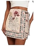 Fabric has no stretch Features: Floral print, high rise, tie side, wrapped, asymmetrical skirt for women Great to match with cami top, tee shirts, tank, blouse and more For casual occasion, vacation, travel, basic trip, outdoor activities or daily we...