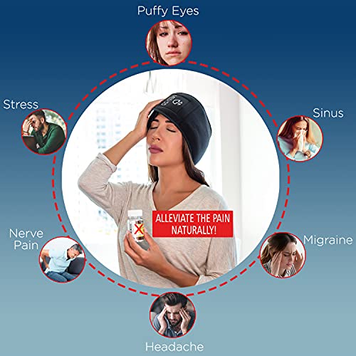 Headache & Migraine Relief Wrap Hat | Hot & Cold Gel Ice Pack, Warm Cold Compress Therapy Wrap For Tension Headache Relief, Stress, Pain & Sinus Pressure Reusable & Flexible With Adjustable Closure #TOP4