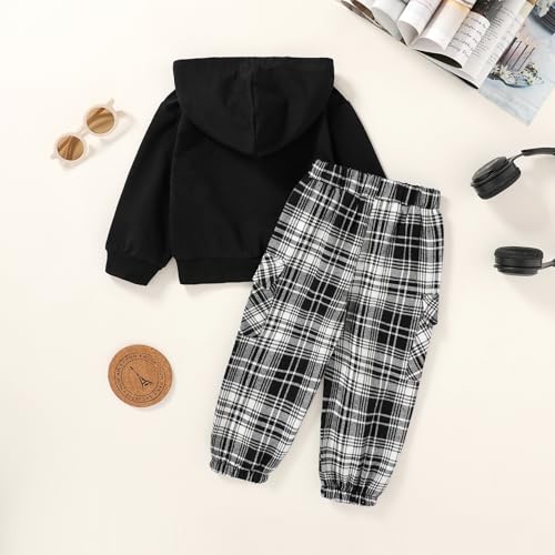 Happy Town Toddler Boy Clothes Fall Sweatsuit Winter Outfits Long Sleeve Hoodies Sweatshirt and Plaid Cargo Sweatpants2