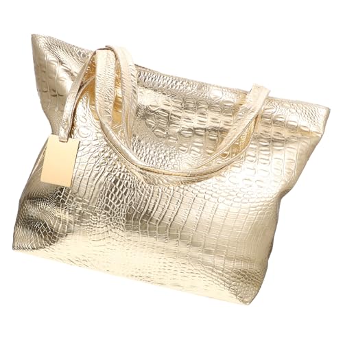 Sac fourre-tout femme doré en cuir PU chic et élégant avec poignée pratique 30cm