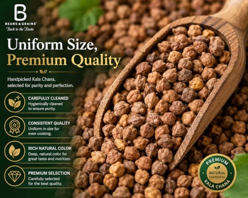Image of Beans & Grains Premium Kala Chana 1kg | High Protein & Fiber | 100% Natural & Unpolished | Pack of 1