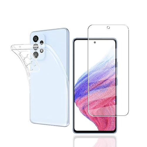 【cxybgfv】【1+1セット】Galaxy A53 5G SC-53C SCG15 用のフィルム+TPUケース 対応機種: Galaxy A53 5G SC-53C SCG15 用の専用フィルム+透明ケース 表面硬度9H 高透過率 気泡ゼロ 指紋防止
