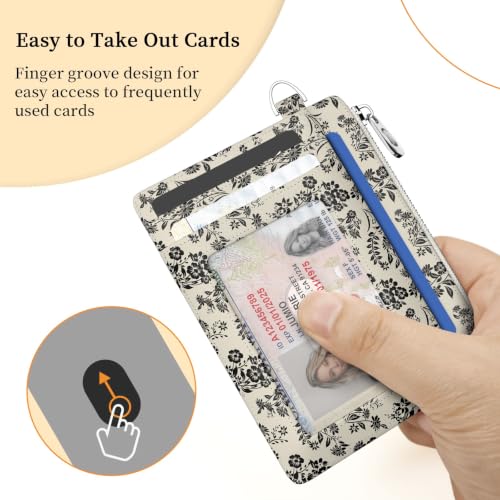 Image of Hancynir Goth Bat Floral Slim Wallet Women Credit Card Holder RFID Small