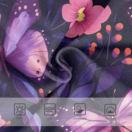 Wusikd Purple Butterflies Girls' Underwear Cotton Pink Flowers Girls Briefs Soft Toddler Underwear 2T3