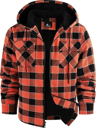 Image of GEEK LIGHTING Men's Flannel Shirts Jacket Sherpa Lined Fleece Plaid Hoodie Long Sleeve Winter Warm Coat