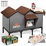 Outdoor Heated Cat House for Outside: Winter Insulated Weatherproof Shelter with Extra Large Elevated Warm Heater and Waterproof Heating Bed for Multiple Feral Kitties Small Pets Dogs for Indoor Barn