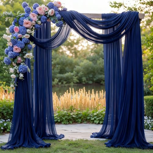 Tissu drapé pour arche de mariage, 2 panneaux de 6 m, bleu marine, voilage de fenêtre, cantonnière pour table, événement, fête, décoration d'intérieur...