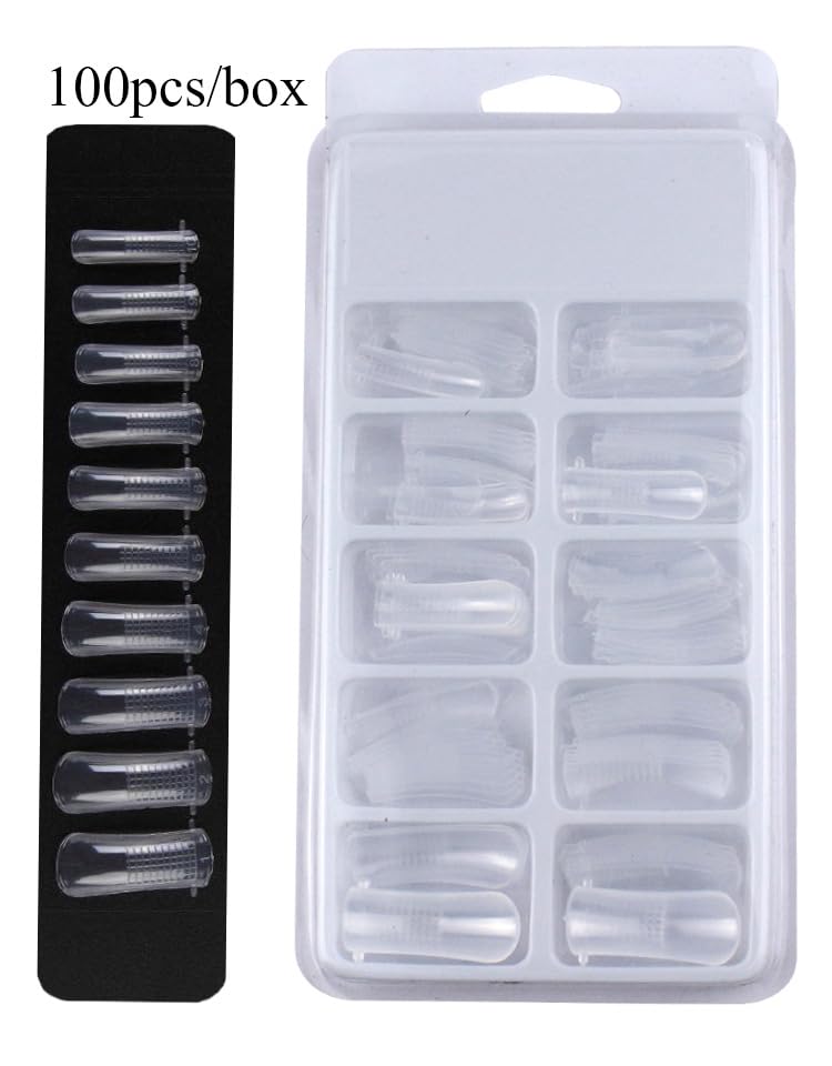 Poly Gel Nail Crystal Extender Kit, Pink and Clear, with Nail Tips, File, Brush, and Cleanser