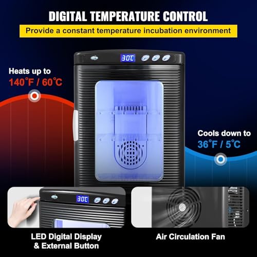 Incubadora de huevos de reptiles, termostato digital con pantalla LED, volteador automático de huevos y ventilación dual para serpientes, tortugas, lagartos, kit de cría fiable para incubar