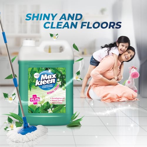 Image of Maxkleen Wipro Herbal Fresh+Neem Extract Floor Cleaning Liquid 5Ltr| Refill Pack |Disinfectant Floor Cleaner With 99.99% Germ Protection| All Purpose Tile, Floor & Wall Cleaner