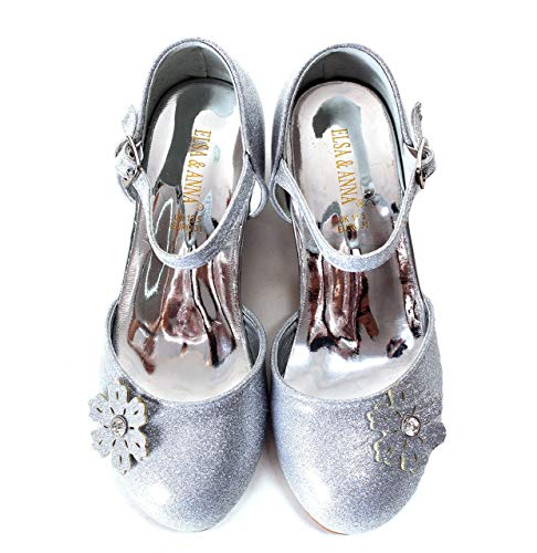 ELSA & ANNA Chaussures de Princesse pour Filles - Chaussures Reine des Neige à Talons de 3cm - Chaussures de Déguisement pour Fêtes et Anniversaires -...