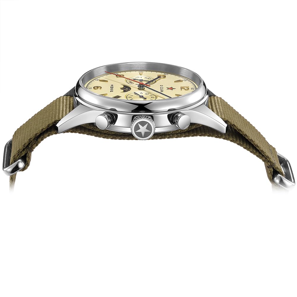 SEAKOSS Orologio da polso da uomo classico automatico meccanico Seagull ST1654 Movimento 24H-Ora Display Air Force Pilot Calendario Orologi da uomo