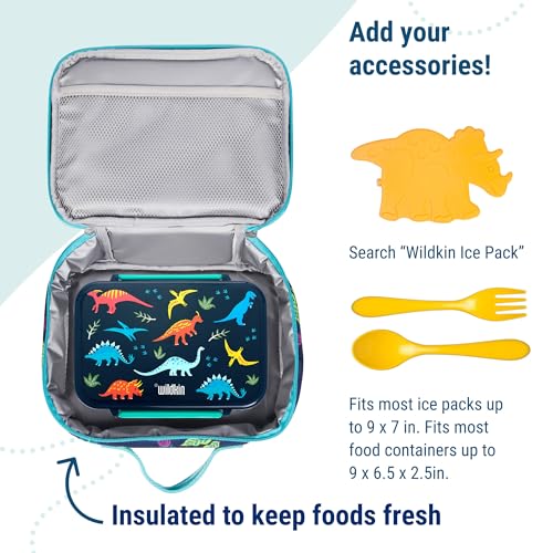 Image of Wildkin Kids Insulated Lunch Box, Dino Pals | Insulated, wipe-clean lunch box - coordinates with matching Wildkin backpacks and water bottles