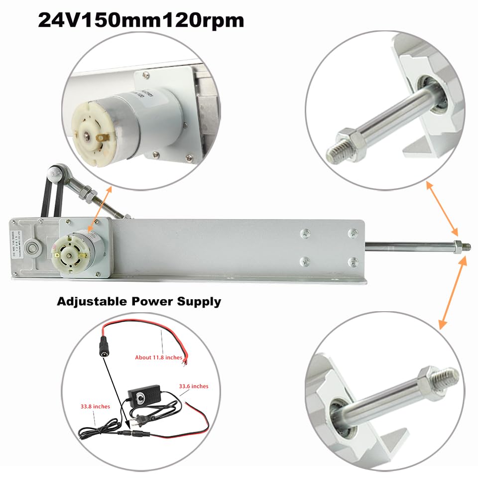 Miniatura 6 de Engranaje de actuador lineal de ciclo alternativo Motor telescópico ajustable Motor de bricolaje con controlador de velocidad Carrera 3-15CM (DC