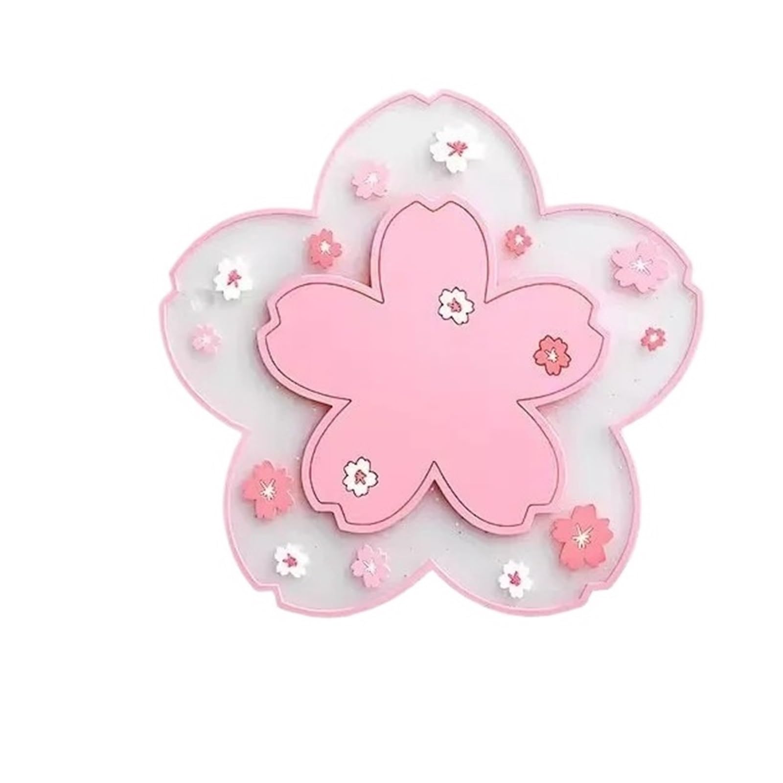 1PC Cherry Blossom Heat Insulation Pad Dining Table Mat Anti-skid Cup Pads Non-slip Coaster Kitchen Accessories Sakura Coasters Cute(Pink Large)