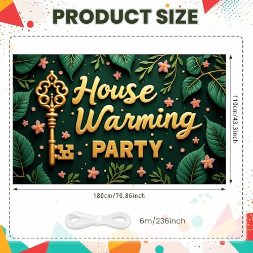 Fondo decorativo para fiesta House Warming 180x110 cm miniatura 2