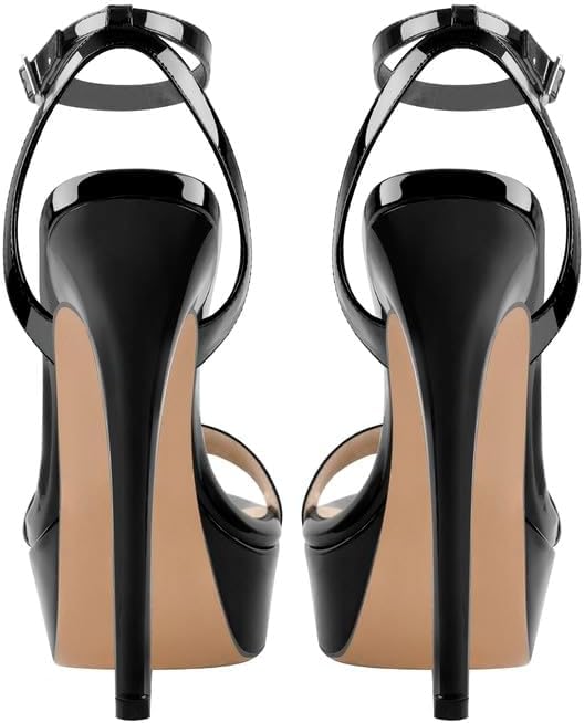 Image of Platform Stiletto High Heels for Women, Round Open Toe Ankle Strap Sexy Heeled Sandals for Wedding Party Dress