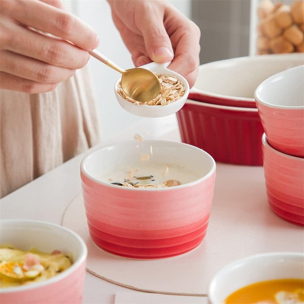 Cutlery Set 6/12-Piece 300ML Porcelain Cake Bake Dishes Souffle Cup Set Brulee Muffin Pudding Ramekins Souffle Baking Dishes Plates (Size : 6-Piece) (12) (6)