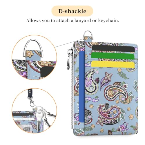 Image of Hancynir Boho Floral Slim Wallet Women Credit Card Holder, RFID Small