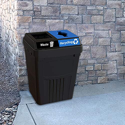 Cleanriver Flex E Bin - 50 Gallons | 2-In-1 Streams | Recycling & Waste Basket | Black Color #TOP3