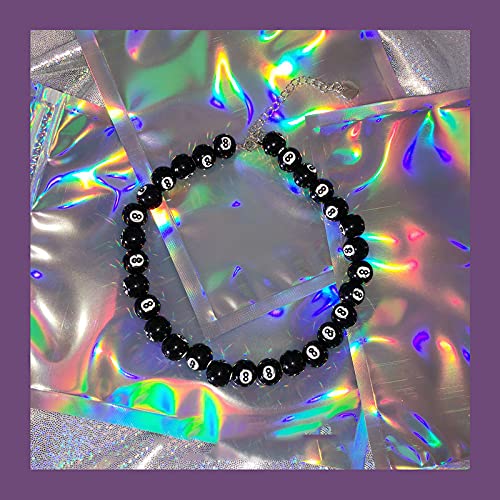 Y2K Billiard 8 Choker Statement Necklace - Gothic Emo Cool Punk Black Chain for Women and Men3