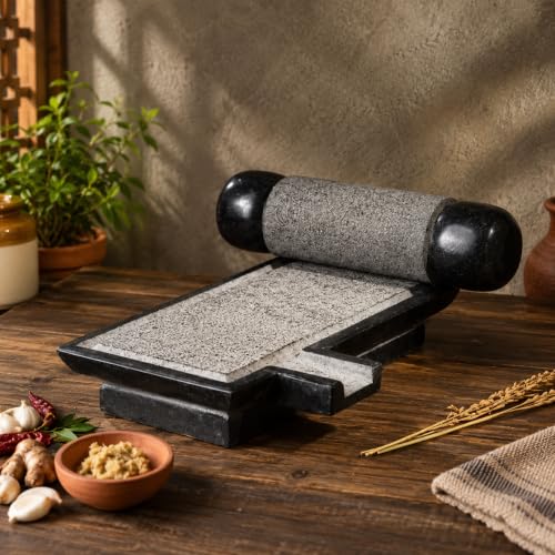 Village Decor Handmade Traditional Ammikal Mortar and Pestle Set 15x9 - Image 2