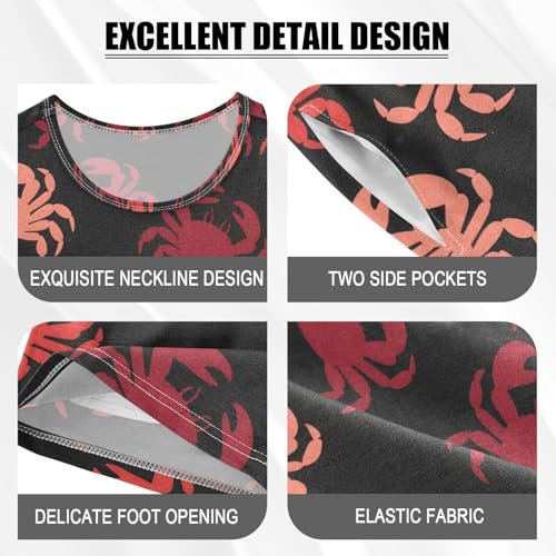 ALAZA Red Crab Cute Pajamas Set Short Sleeve Cotton Sleepwear Summer Pjs 2 Piece 5-14Y4