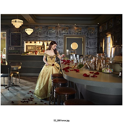 Once Upon a Time Emilie De Ravin As Belle, Gold Dress in Diner, Rose Petal  in Hand 8 X 10 Inch Photo at Amazon's Entertainment Collectibles Store