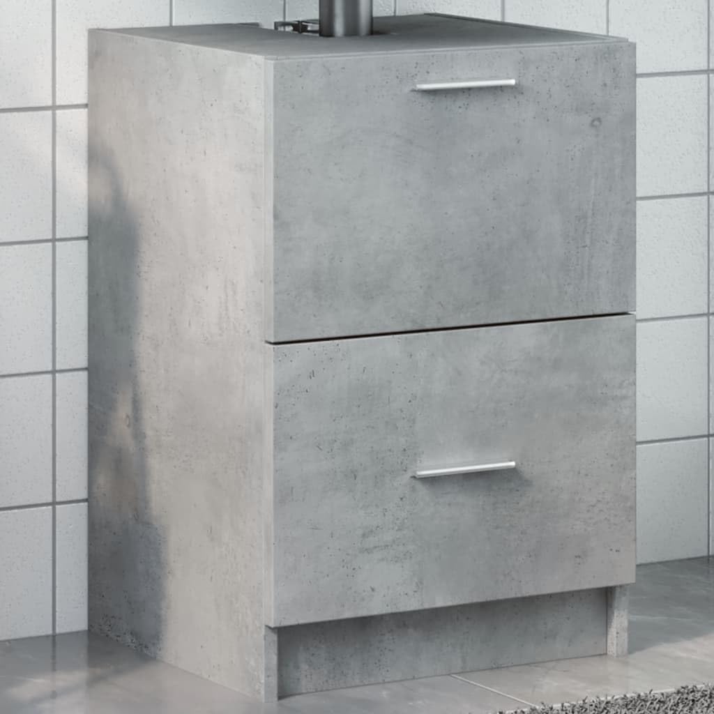 Szafka pod umywalkę, betonowa szara, 40 x 37 x 59 cm, materiał drewnopochodny, trwały mebel łazienkowy z szufladą, nowoczesny design na umywalkę, dużo miejsca do przechowywania