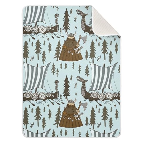 Burbuja Viking Boats Baby Blanket for Boys Girls, Nursery Soft Warm Swaddling Receiving Baby Blankets, 30x40 in Toddler Blanket