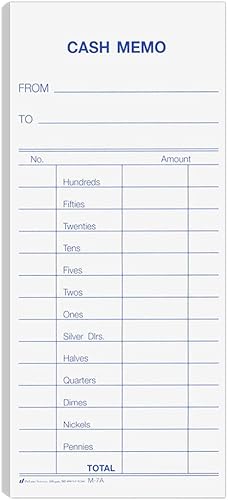 BankSupplies Memo en efectivo - 2.75 W x 6.25 H - Paquete de 1000 - Forma acolchada - Impreso en tinta azul - Fondo blanco - hacia y desde detalles
