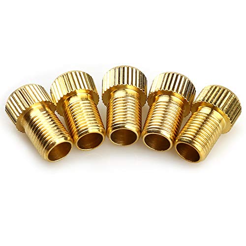 Leou Bicycle Tire Valve Converter Copper Valve, Suitable For Road Bicycle Pump Accessories Bicycle Tire Tools 5 Pieces + 5 Pieces Valve Cap + 5 Pieces Schrader Valve Cap (15-Pcs) #TOP6