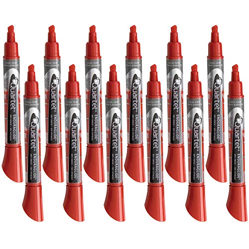 Quartet Dry Erase Markers, Whiteboard Markers, Chisel Tip, EnduraGlide, White Board Dry Erase Pens for Teachers, Home School & Office Supplies, Red, 12 Pack (5001-4M)