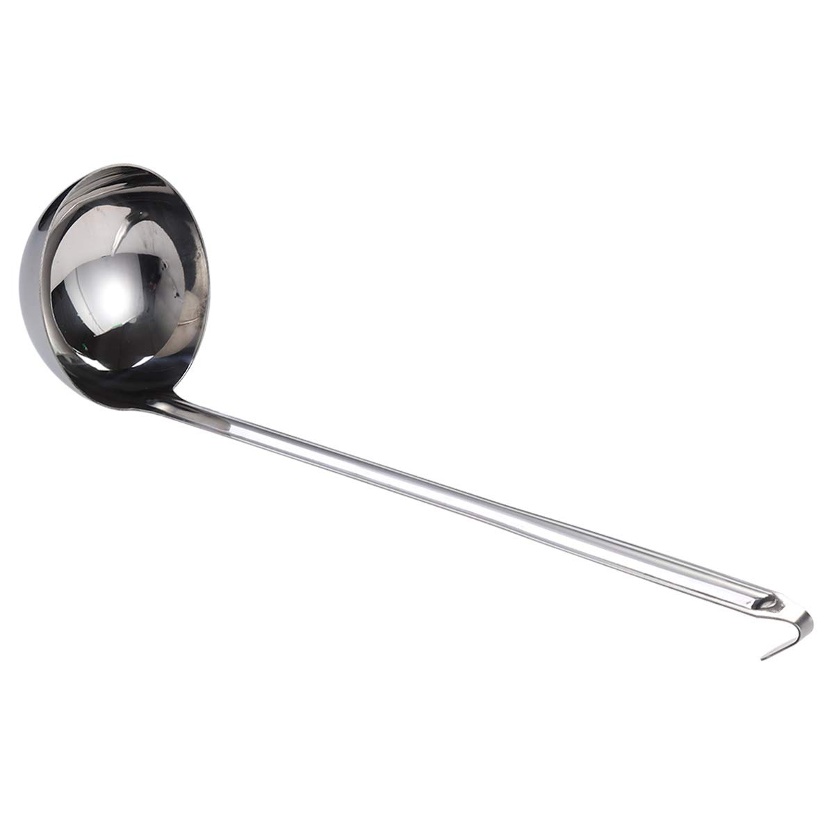 Bestonzon, mestolo da zuppa in acciaio inox, utensili da cucina con manico lungo, mestolo con gancio per appenderlo, 13 cm