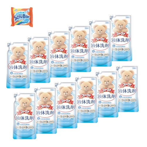 ファーファ 洗濯用 液体 洗剤 香り ひきたつ 無香料 詰替 (400g) 12個 セット 固形 洗剤 ランドリースクラバー (お試し 75g) 付き