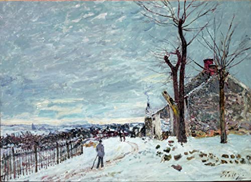 Toile Neige à Veneux Nadon d'Alfred Sisley, une affiche d'art aux finitions graphiques nettes