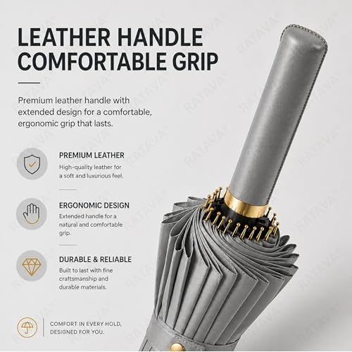 Image of Extra Large 24 Ribs Golf Umbrella - Automatic Open Long Handle, Heavy Duty Windproof Double Canopy, Waterproof & UV Protection Stick Umbrella for Men & Women 1pc