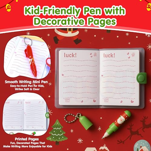 Image of Kidology 4-Pcs. Christmas Gift Pack for Kids - Santa Diary, Erasers, Flexible Santa Pens & Festive Gift Wrap | Fun Holiday Stationery Set with Random Designs